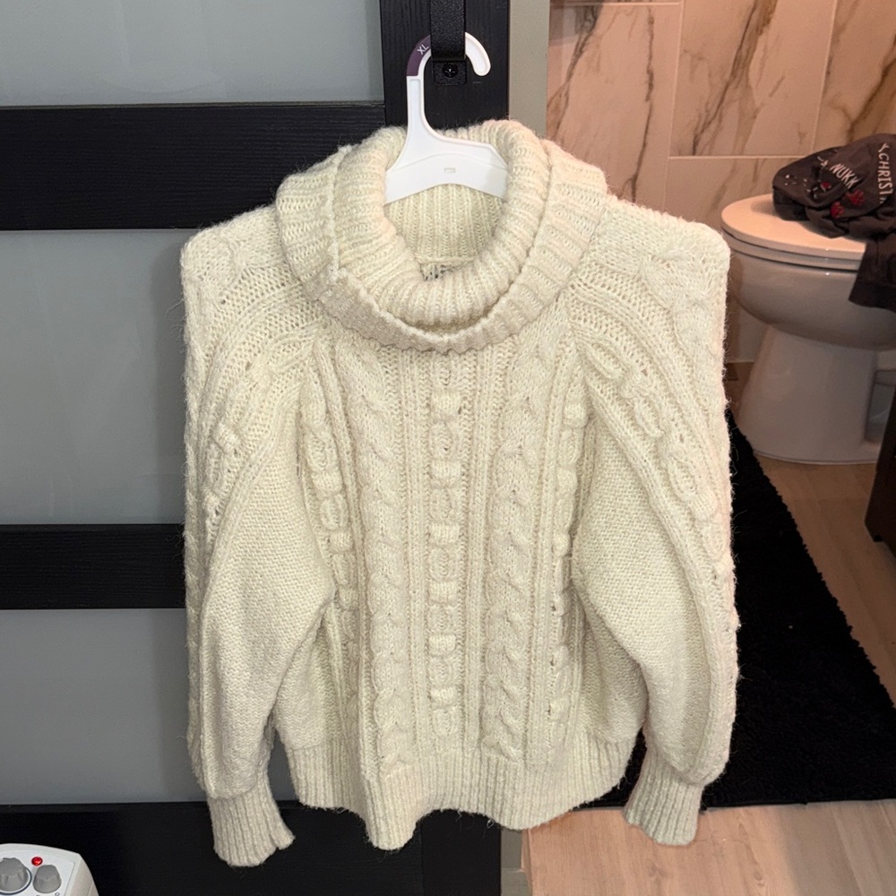 a new day Cream Cable Knit Turtleneck Sweater